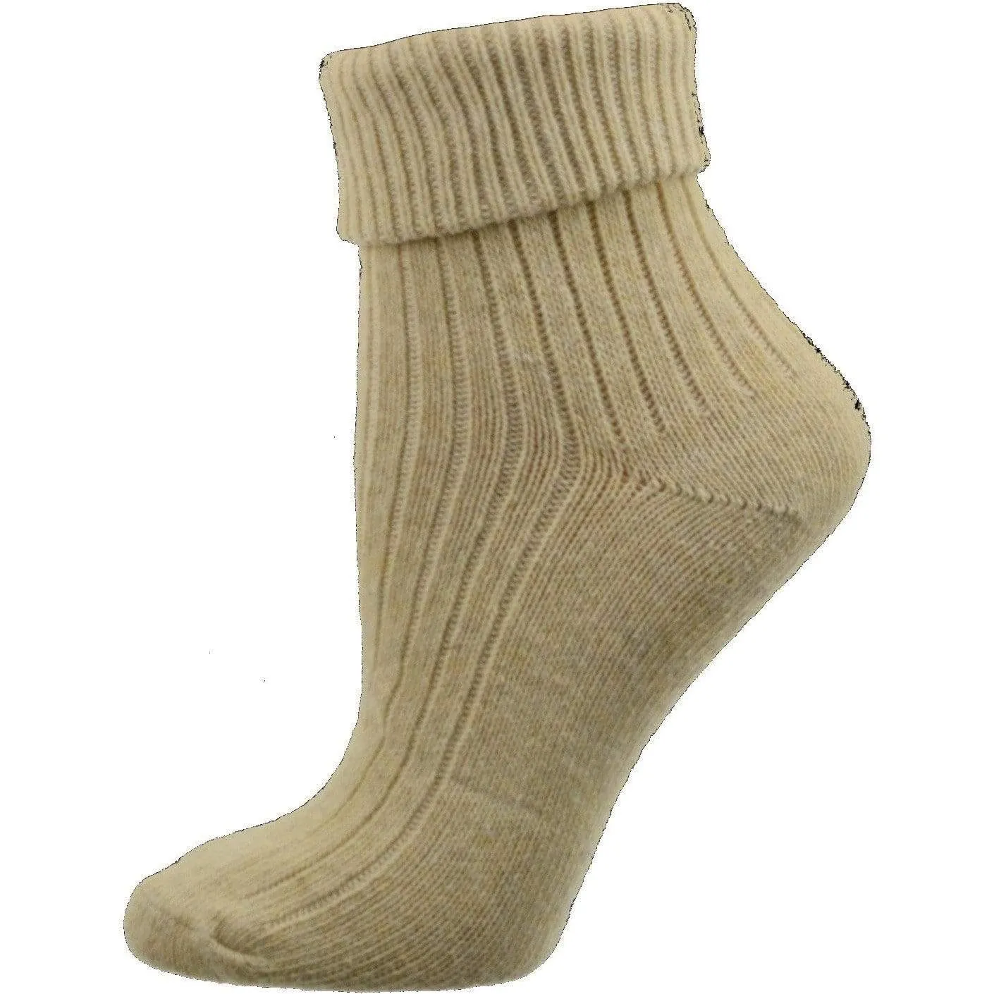 Wool/Cotton Blend Turncuff, Seamless Toe Socks For Women