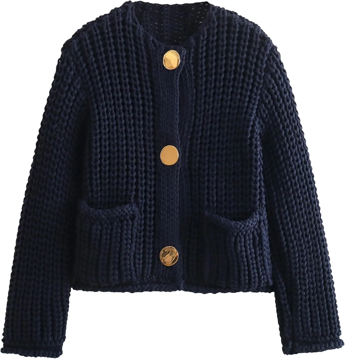 Yimoon Women's Cropped Cardigan Sweater Button Down Chunky Knit Sweater Long Sleeve Fall Open Front Cardigan