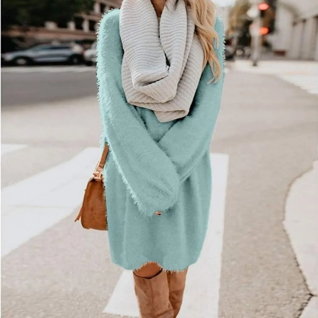 ZHUER Womens Sweater Dresses 2024 Trendy Long Sleeve Oversized Pullover Sweaters Loose Casual Mini Sweater Dress Fall Winter