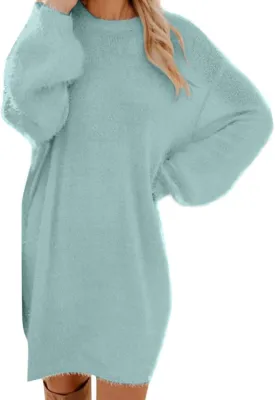 ZHUER Womens Sweater Dresses 2024 Trendy Long Sleeve Oversized Pullover Sweaters Loose Casual Mini Sweater Dress Fall Winter