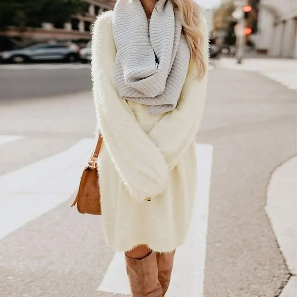 ZHUER Womens Sweater Dresses 2024 Trendy Long Sleeve Oversized Pullover Sweaters Loose Casual Mini Sweater Dress Fall Winter