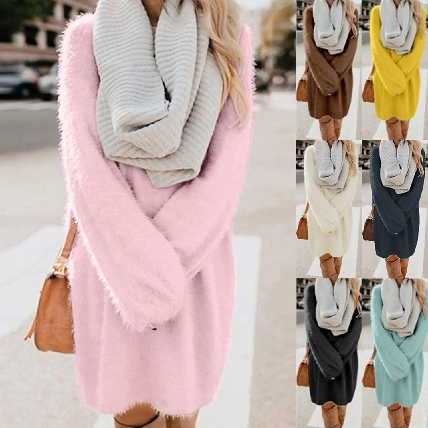 ZHUER Womens Sweater Dresses 2024 Trendy Long Sleeve Oversized Pullover Sweaters Loose Casual Mini Sweater Dress Fall Winter